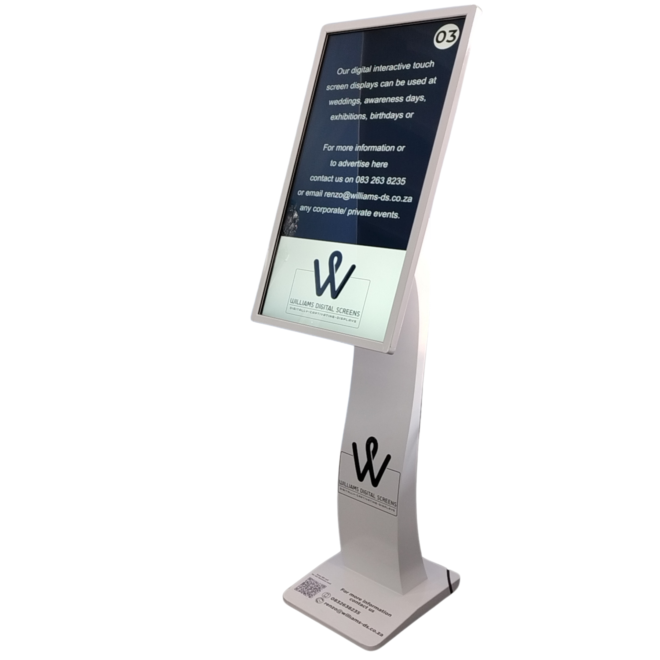 Interactive touchscreen with a user navigating through product information