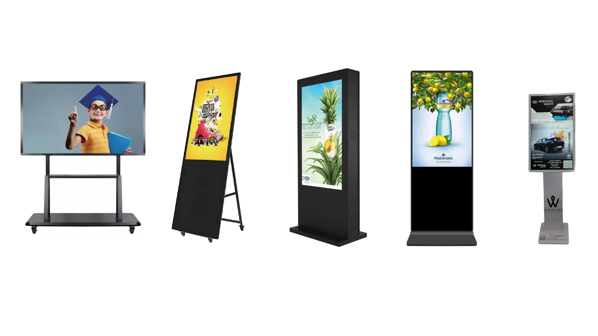 Interactive touchscreen with a user navigating through product information